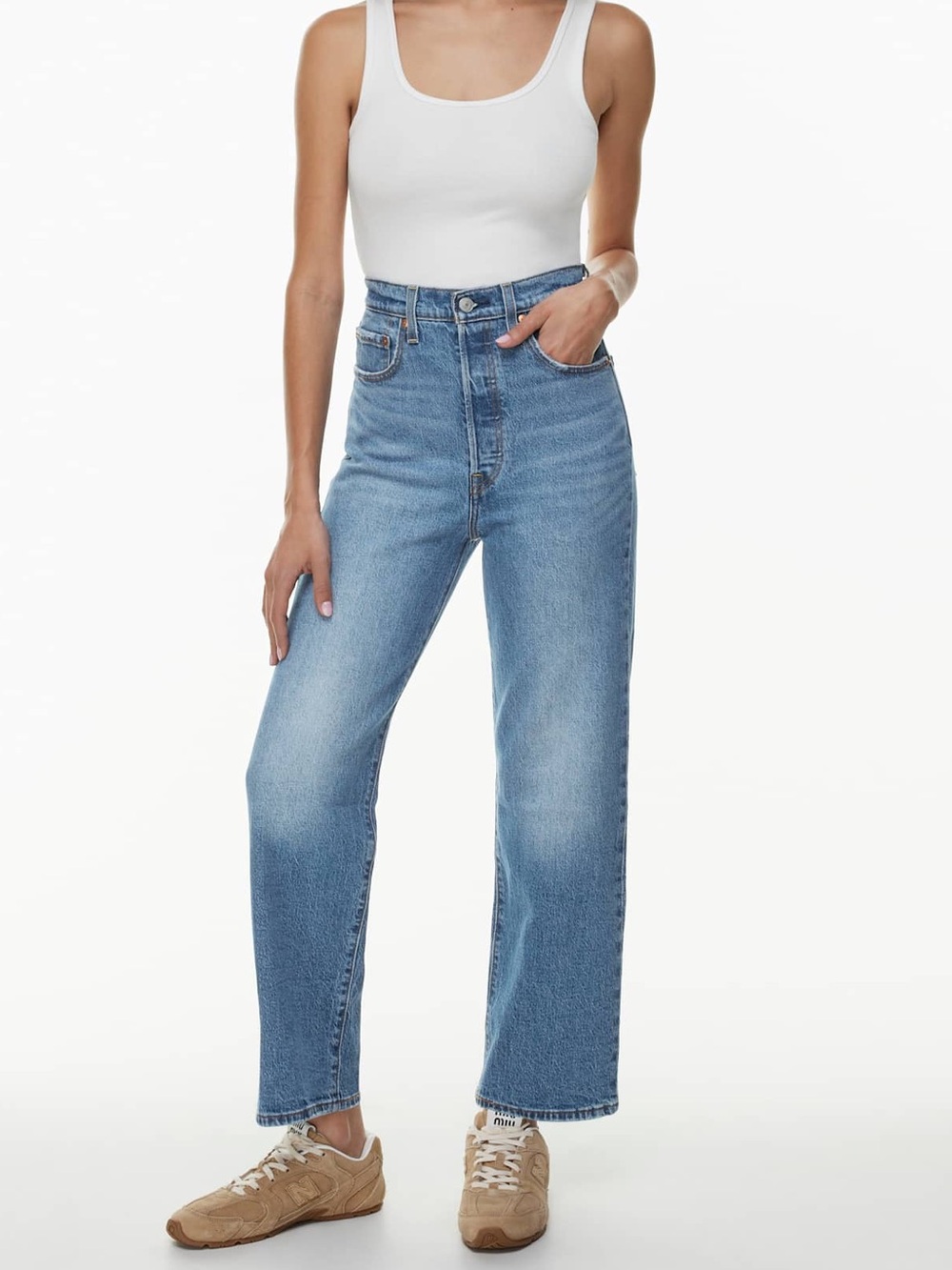 Levi’s Ribcage Straight Ankle Jean High Waist Mid-Blue Wash Size 28